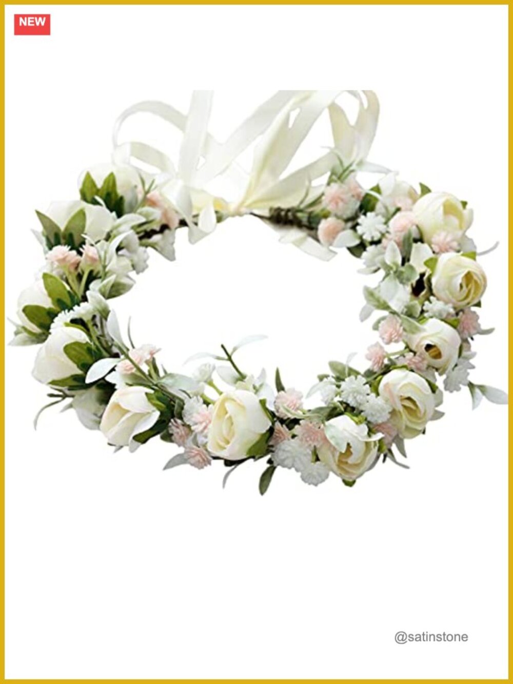 Fabric Flower Halo Headband Bohemia Floral Crown for Wedding Party